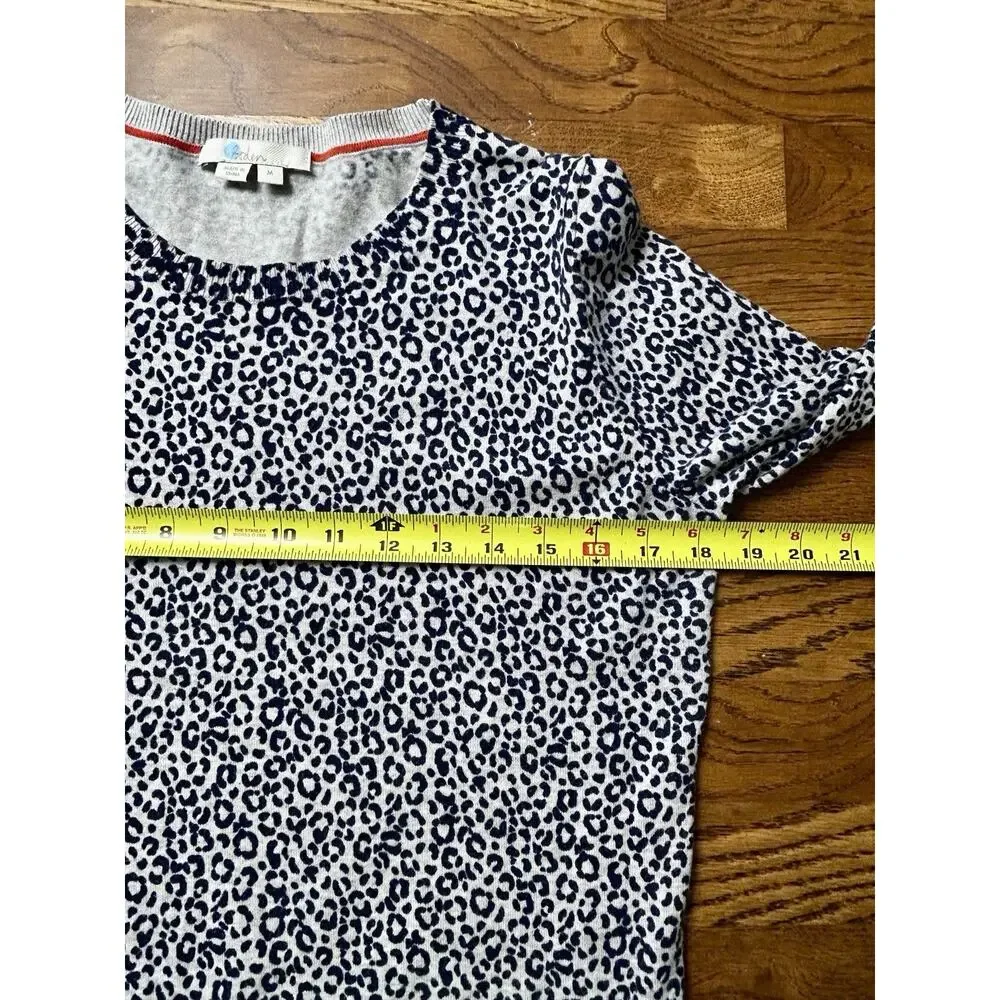 Boden Grey/Navy Animal Print Cotton Blend Long‎ Sleeve Jumper Size M